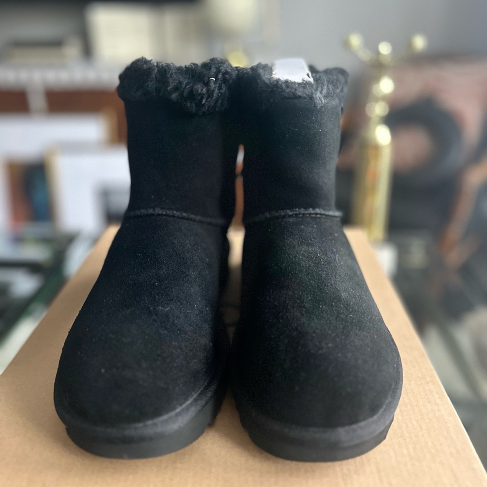Black Mini Bailey Bow Leopard Ugg Ankle Boots Never Worn Brand New Size 7 Women